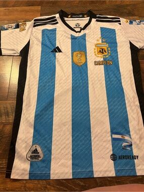 Argentina Blue & White Striped Soccer Jersey - Campeón